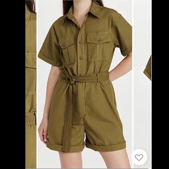 LAST CHANCE! 🔥 NWT Alex Mill Safari Short Jumpsuit in Golden Olive sz M - Picture 1 of 9